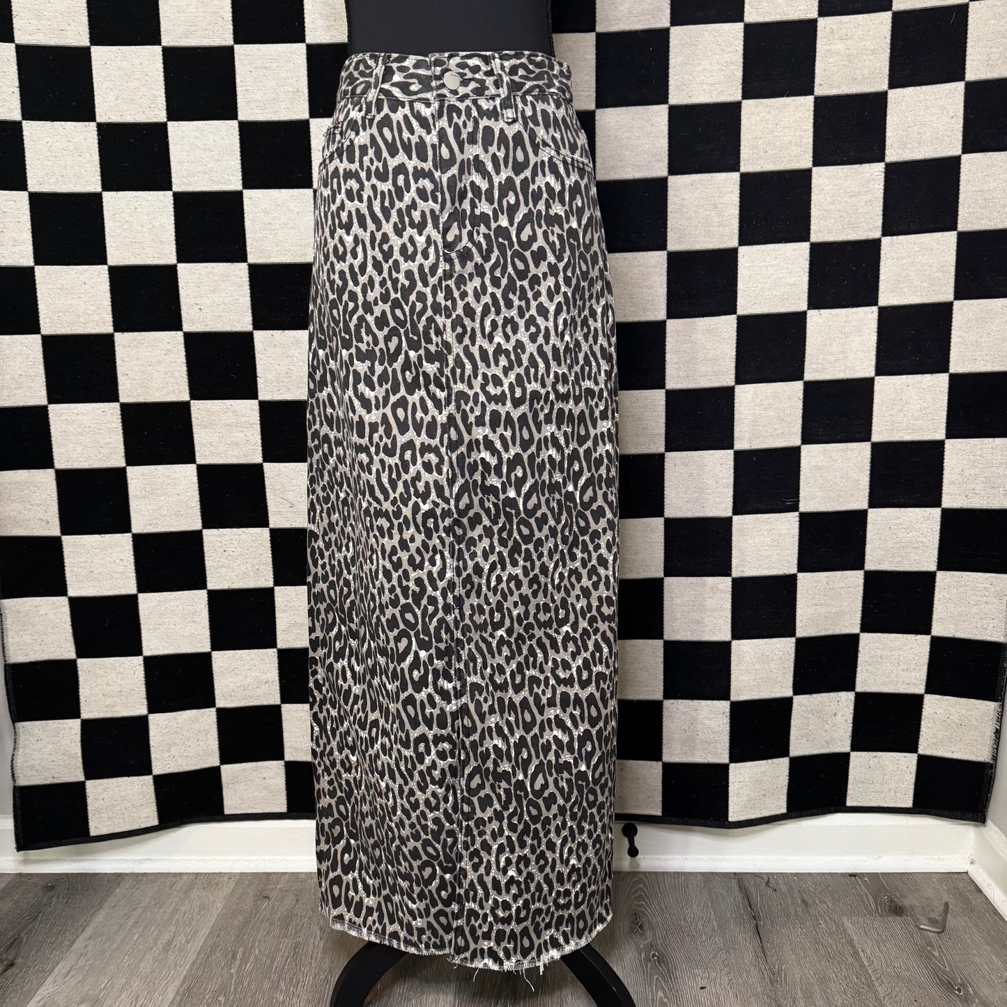 denim leopard skirt