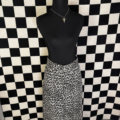 denim leopard skirt