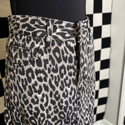 denim leopard skirt